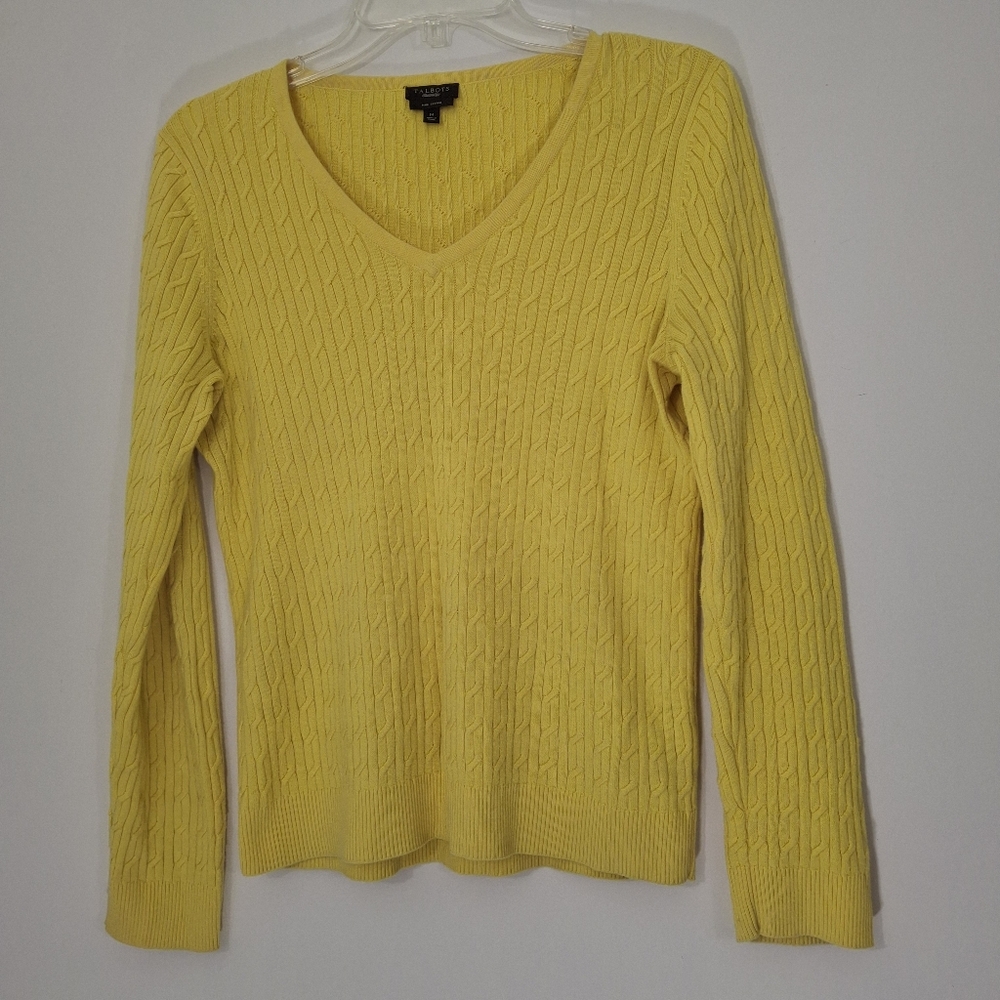 Talbots Yellow V-Neck Sweater, Size MED